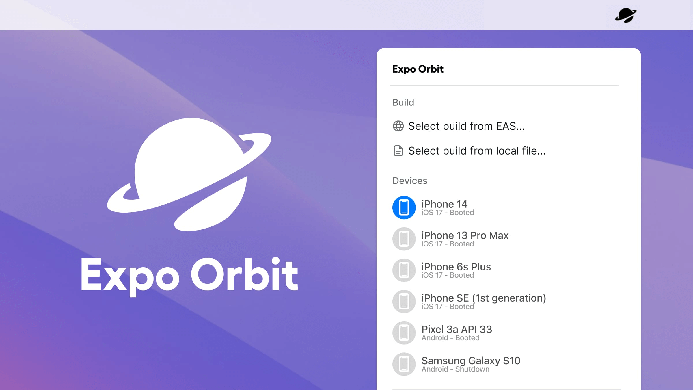 Expo orbit menu bar app