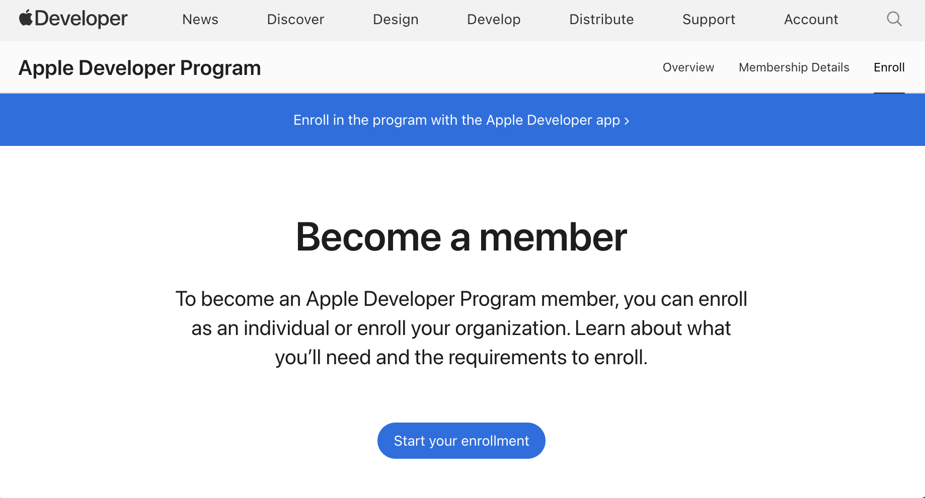 Apple Developer Program enrollment website